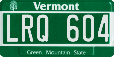 VT license plate LRQ604