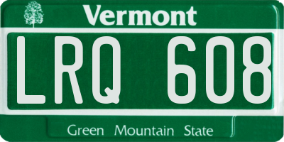 VT license plate LRQ608