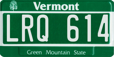 VT license plate LRQ614