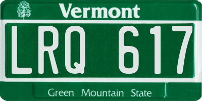 VT license plate LRQ617