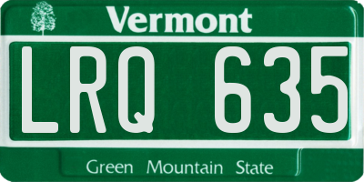 VT license plate LRQ635