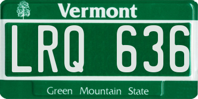 VT license plate LRQ636
