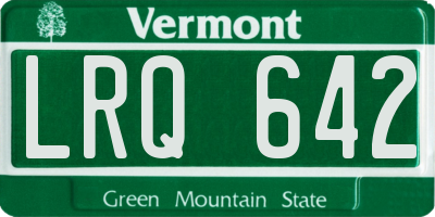 VT license plate LRQ642