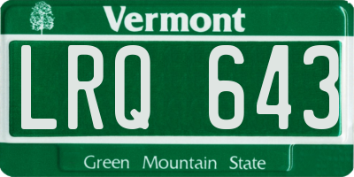 VT license plate LRQ643
