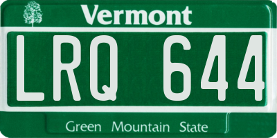 VT license plate LRQ644