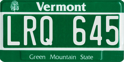 VT license plate LRQ645