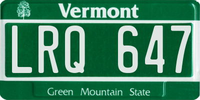 VT license plate LRQ647