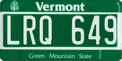VT license plate LRQ649