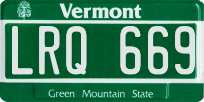 VT license plate LRQ669