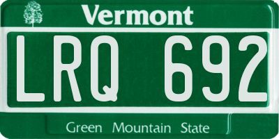 VT license plate LRQ692