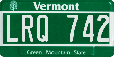 VT license plate LRQ742