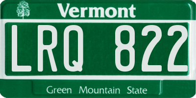 VT license plate LRQ822