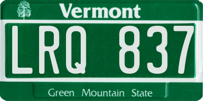 VT license plate LRQ837