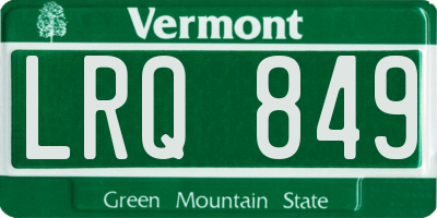 VT license plate LRQ849