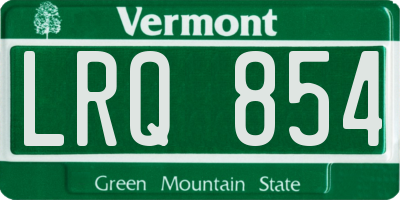 VT license plate LRQ854
