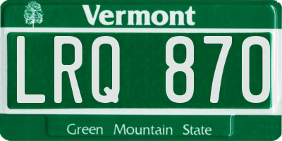 VT license plate LRQ870