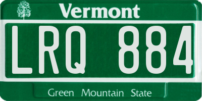 VT license plate LRQ884