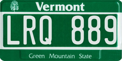 VT license plate LRQ889