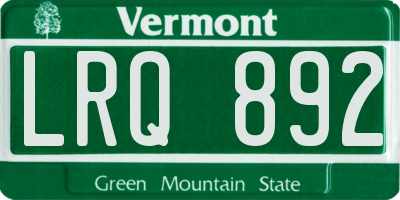 VT license plate LRQ892