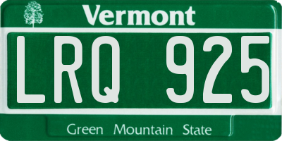 VT license plate LRQ925