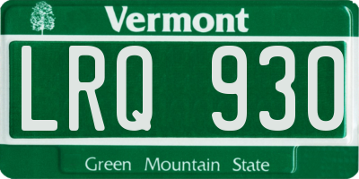 VT license plate LRQ930