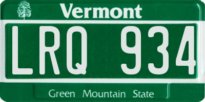 VT license plate LRQ934