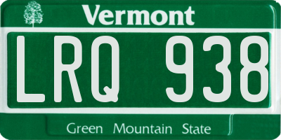VT license plate LRQ938