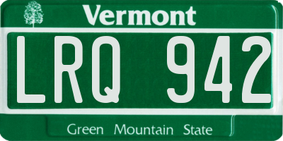 VT license plate LRQ942