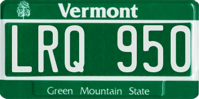 VT license plate LRQ950