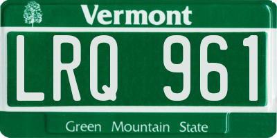 VT license plate LRQ961
