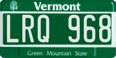 VT license plate LRQ968