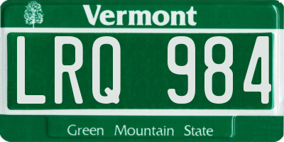 VT license plate LRQ984
