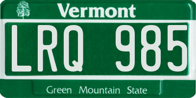 VT license plate LRQ985