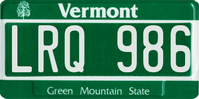 VT license plate LRQ986