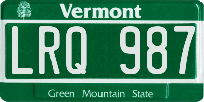 VT license plate LRQ987