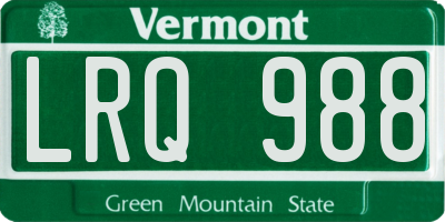 VT license plate LRQ988