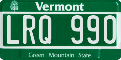 VT license plate LRQ990