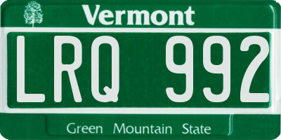 VT license plate LRQ992
