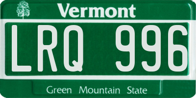 VT license plate LRQ996