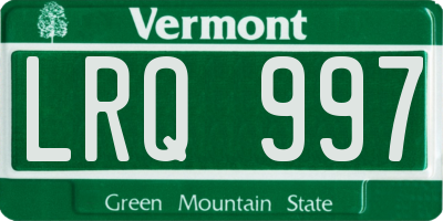 VT license plate LRQ997