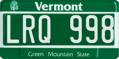 VT license plate LRQ998