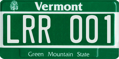 VT license plate LRR001