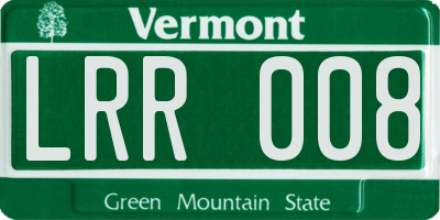 VT license plate LRR008