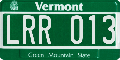 VT license plate LRR013