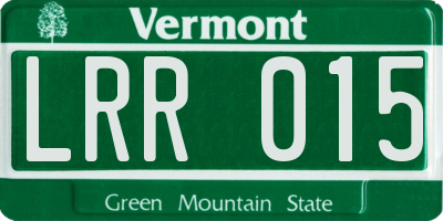 VT license plate LRR015