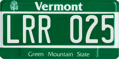 VT license plate LRR025