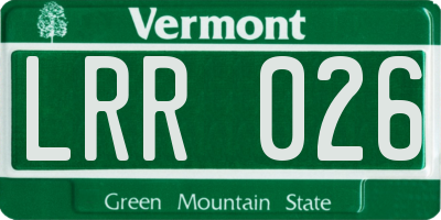 VT license plate LRR026