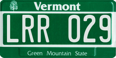 VT license plate LRR029