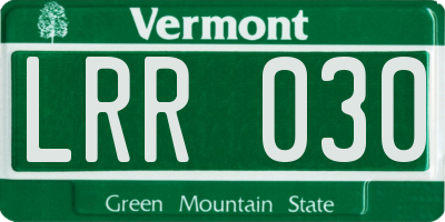 VT license plate LRR030