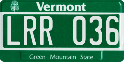 VT license plate LRR036